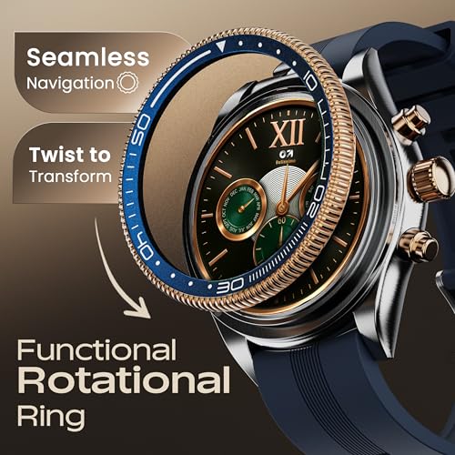 Image of GOBOULT Saber Smart Watch 1.43'' AMOLED Display, Functional Rotating Bezel, AOD, BT Calling, 200+Watchfaces, 700 Nits Brightness, AI Voice Assistant, SpO2 Monitoring, 120+ Sports Mode (Blue)