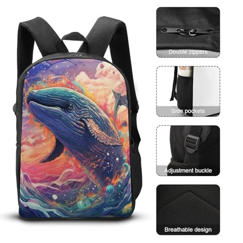 Sac à dos d'école Whale 17 pouces pour primaire et randonnée enfant léger