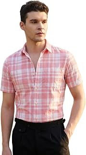 Afflatus Men’s Checks Half Sleeve Cotton Shirt | Slim Fit Casual Summer Shirt for Men | Lightweight Breathable Button-Down... Price In India