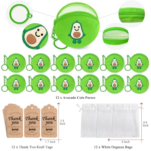 12 Pack Avocado Coin Purse with Zipper Keychain,Wallet Bag Party Favors for Avocado Birthday Party Decoration,Fruit Themed Baby Shower,School Carnival Rewards,Travel,Classroom Prize2