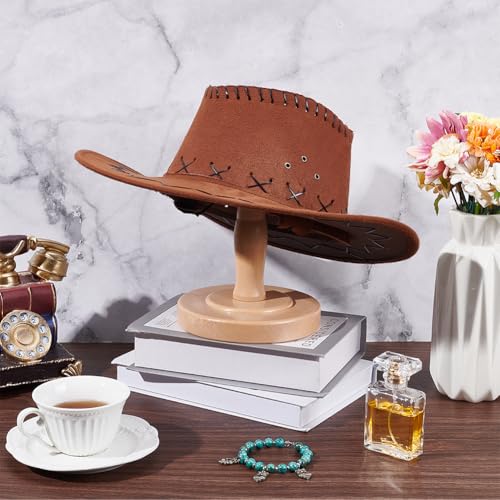 PH PandaHall 1 Set Cowboy Hut Rack Hutständer, Holzfarbener Hutdisplayständer 15.3x22.6cm Mützenhalter Ständer Schrank Hutorganisator für Hüte Schrank Display Schrankregale
