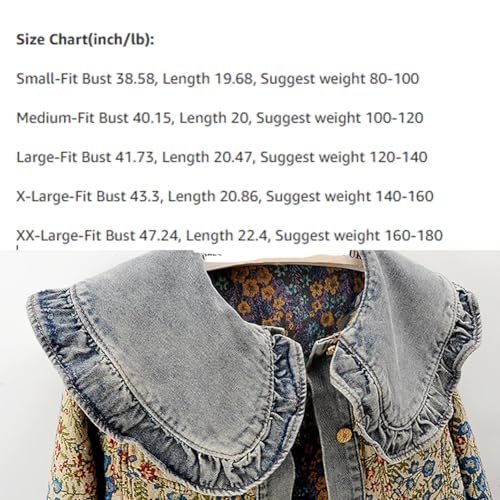 Women's Long-Sleeved Sweet Peter Pan Collar Denim Jacket Floral Cropped Denim Jacket Jacquard Versatile2