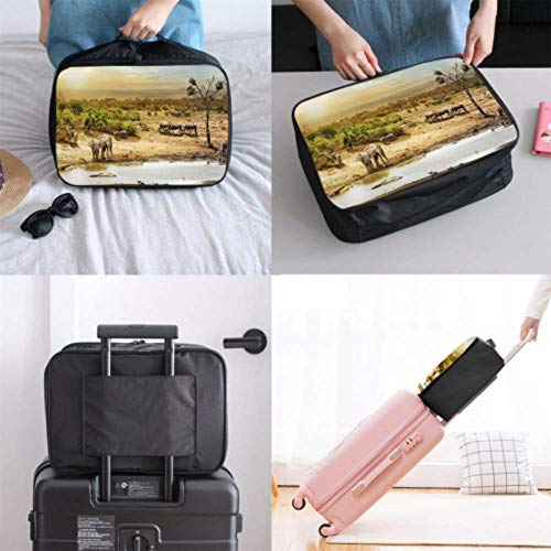 Custom Carry Storage Bags Lightweight Dreamy Scene Common South African Safari Hand Luggage Bag Foldable Portable Storage Luggage Bag With Trolley Sleeve