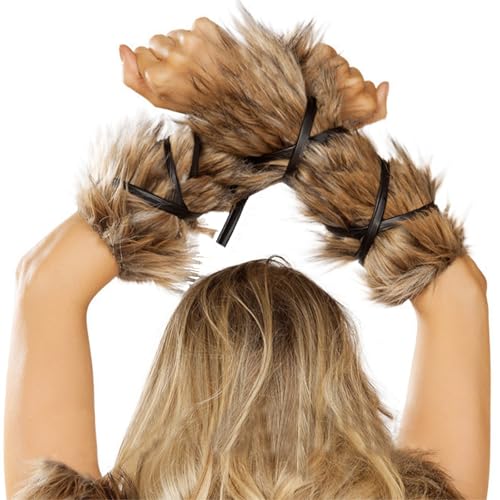 NICEYEA Kunstfell-Wiking-Beinwärmer und Armschützer Mittelalterliche Kostümaccessoires Wiking-Beinschützer Wiking-Armschützer Unisex Geeignet für Halloween, Cosplay-Partys und Mittelalterfeste