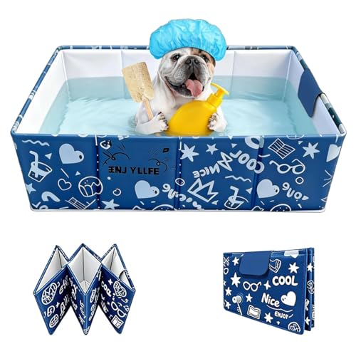 Foldable Dog Bathtub for Small to Medium Dogs & Cats Pool Collapsible Pet Bath Tub for Shower/Kitchen Sink Thickened Insulated Base Portable & Space-Saving Puppy Wash Basin Blue