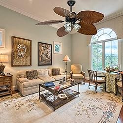 Lampara Ventilador Vintage Futchoy Ventilador de techo retro LED con luz y mando a distancia, 52 pulgadas, E27, lámpara de techo vintage creativa, luz de ventilador, función hacia adelante y hacia atrás