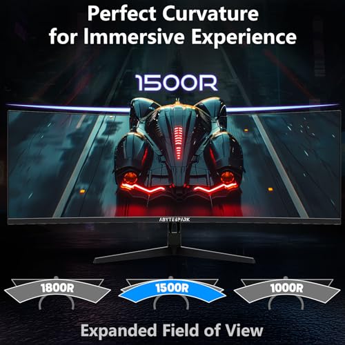 Image of 49 Inch Curved Ultra Wide Gaming Monitor, 5K (5210x1440P), 144Hz /165Hz 1500R, 32:9 127% sRGB, FreeSync, Height Adjustable Screen Monitor, HDMI 2.1 And DP 1.4, Supports Wall Mounted Installation