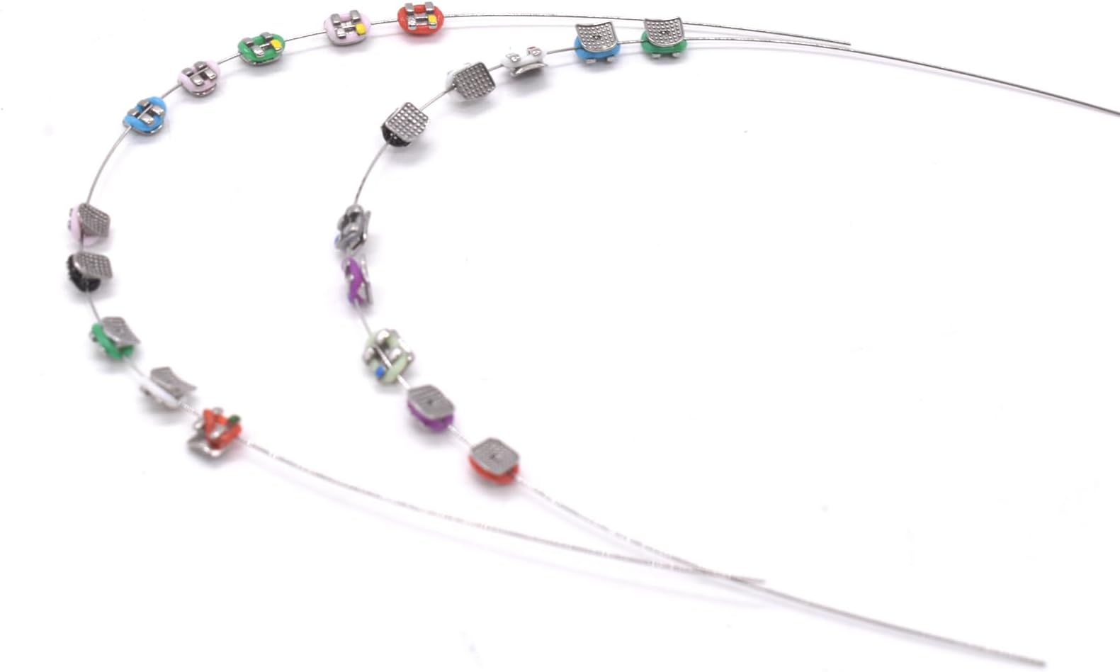 Angzhili 1 Pack Temporary Tooth Decoration with Metal Wires,Metal Bracket and Orthodontic Ligature Ties,Practice Props for Dental Students,Orthodontist Explain Props (Multi-colored)