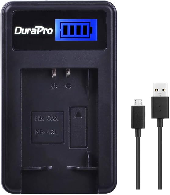 DuraPro Rapid LCD USB Battery Charger Replacement for Canon NB-13L Battery; Canon PowerShot G5 X G5X G7 X G7X G9 X G9X Digital Cameras