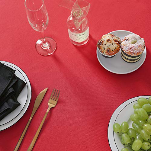 Cupuamon 120 inch Round Tablecloth Washable Polyester Table Cloth Decorative Table Cover for Wedding Party Dining Banquet（120 inch,Red） by Cupuamon - Image 5