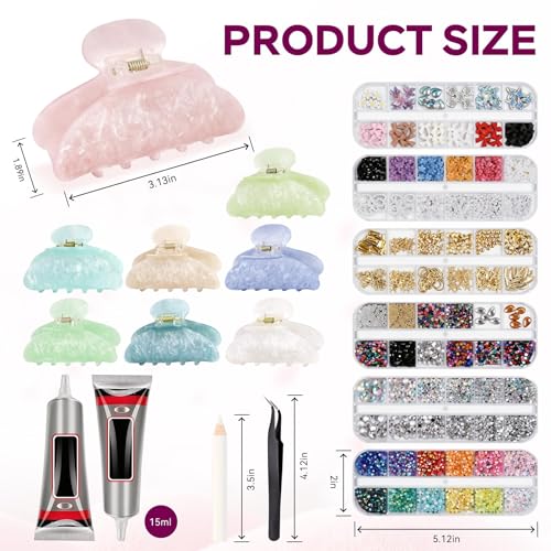 Kit DIY 8 Sets Pinzas de Pelo Acrílicas con Accesorios miniatura 3