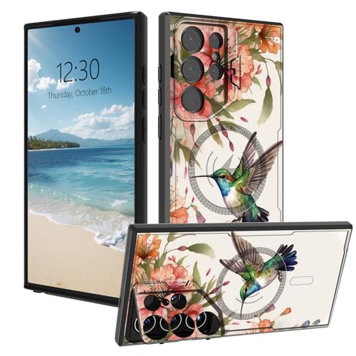 Coque robuste pour Samsung Galaxy S25 Ultra double couche colibri fleur