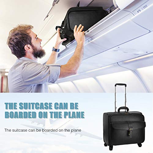 Leathario Leather Rolling Laptop Case Wheeled Briefcase Suitcase Roller Boarding by Leathario - Image 4