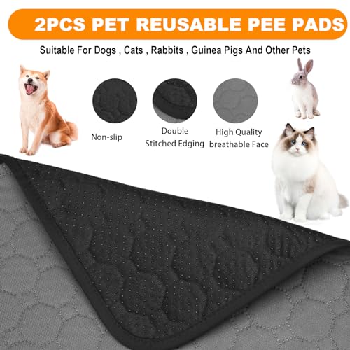 2 Stück waschbare Hunde Pee Pads wasserdichte Wiederverwendbare Pet Training Pads großer Absorption, schnell trocknende Wiederverwendbare Welpen Pads für Boden, Sofa, Töpfchen, Käfig (45*60cm)