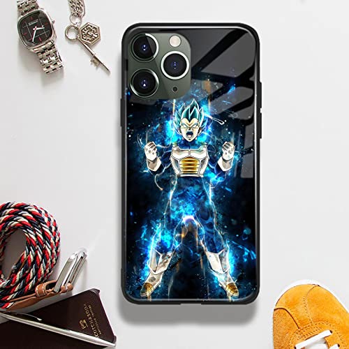 Hosclans Fashion Japanese Anime Cover Soft Silicone Anti-Drop Cartoons Shell Shockproof Manga Pattern Glass Phone Cases (Vegita,For Iphone 13 Pro Max) #TOP4