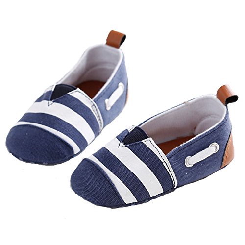 Baby Unisex Danny Striped Denim Moccasin Pram Shoe (0-6 Months)