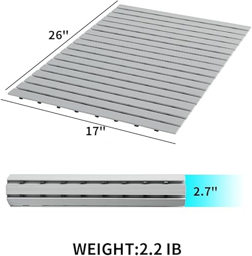 Miniatura 8 de PADOOR - Tapete de ducha antideslizante, resistente, rizable, de drenaje rápido, resistente, sin ventosas, para uso en interiores y exteriores, 16 x