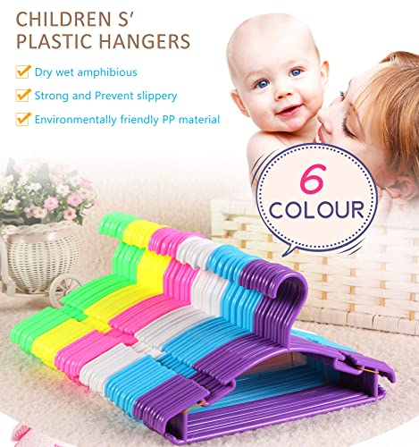 Baby Hangers 120 Pack Clothes Hangers Colorful Plastic Hangers Small Coat Hangers For Kids,Infant,Nursery,Toddler #TOP7