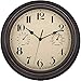 Foxtop 12 Pouces Intérieur/Extérieur Silencieux Sans tic-tac Étanche Horloge Murale avec Thermomètre et Humidité pour Patio/Cour (30cm Bronze)