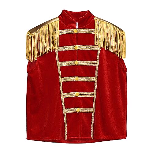 renvena Marching Band Kids Military Vest Drummer Parade Fringe Epaulet Waistcoat for Stage Performance3