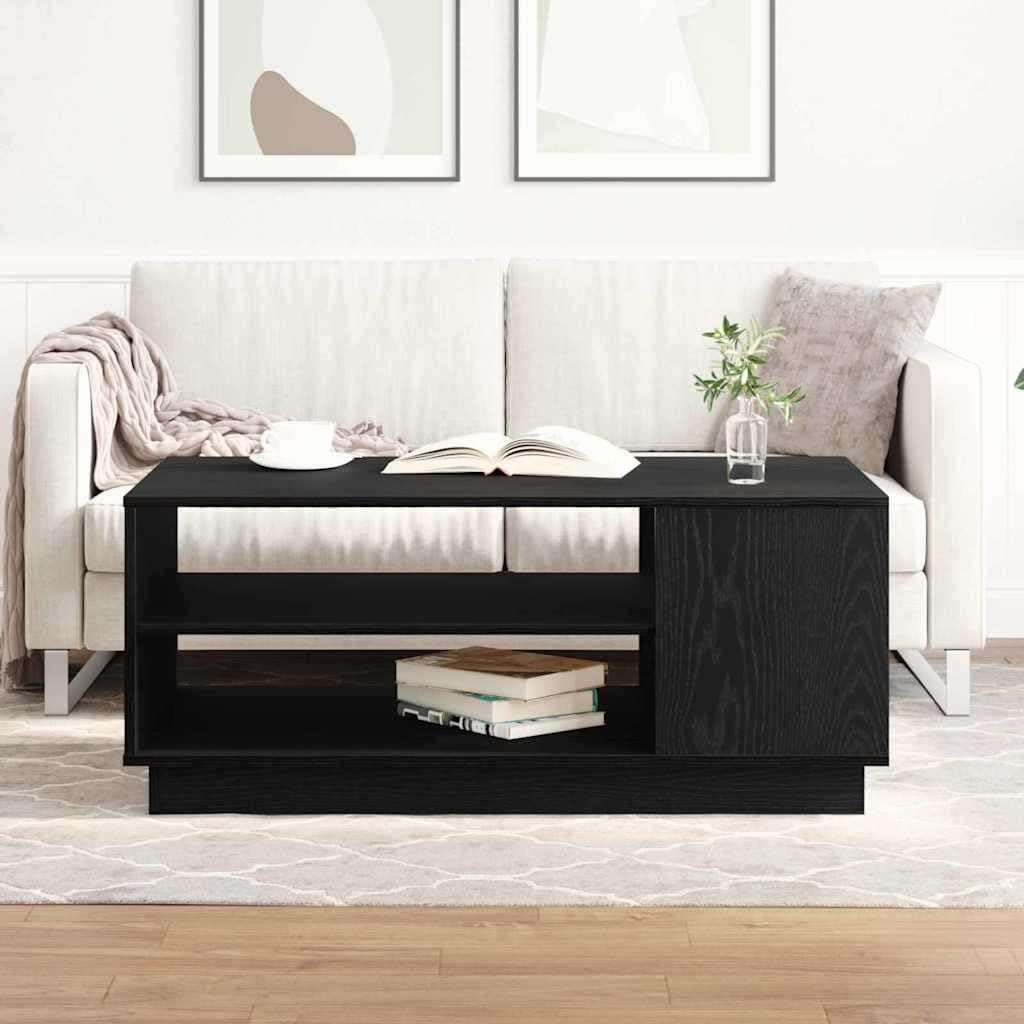 Mesa de centro moderna de madera de roble con 2 estantes, soporta hasta 30 kg