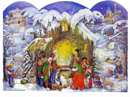 Winter Nativity Scene German Advent Calendar