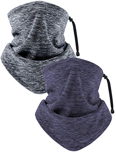 2 Pieces Fleece Neck Gaiter Winter Windproof Neck Warmer Bandana Ski Face Scarf Face Covering Cold Weather Thicken Soft Elastic Face Balaclava for Men Women Outdoor Sports