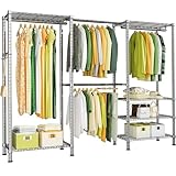 Ulif Heavy Duty Closet Garment Rack, 6 Tier Shelves Adjustable Metal Freestanding Expandable Clothes