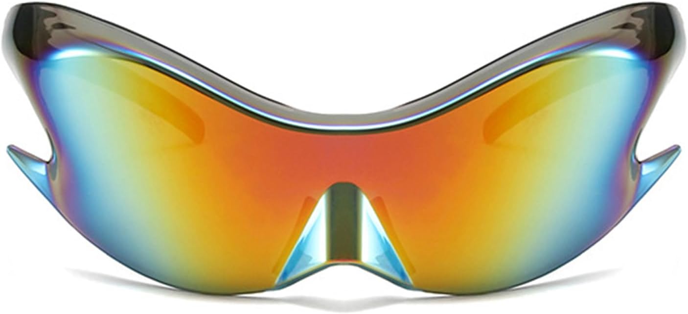 Futuristic Sunglasses for Men Women Oversized Wrap Around Shield Mask Sun Glasses Shades Comic Costume Cosplay