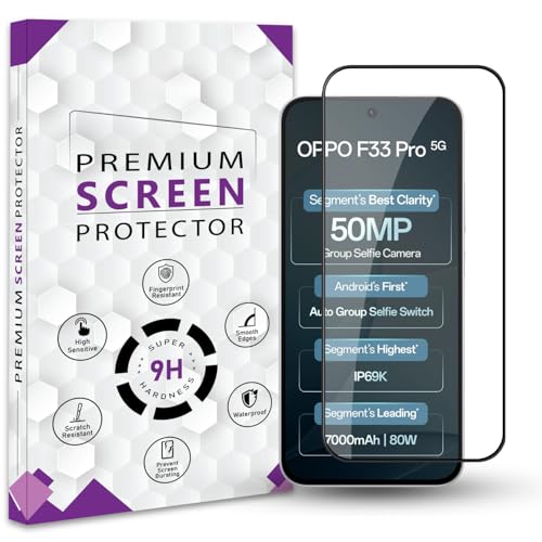Image of Premium Tempered Glass Screen Protector Guard For Oppo F33 Pro 5G (6.57 Inch, Pack of 1) | Edge to Edge Coverage With Easy to installation kit