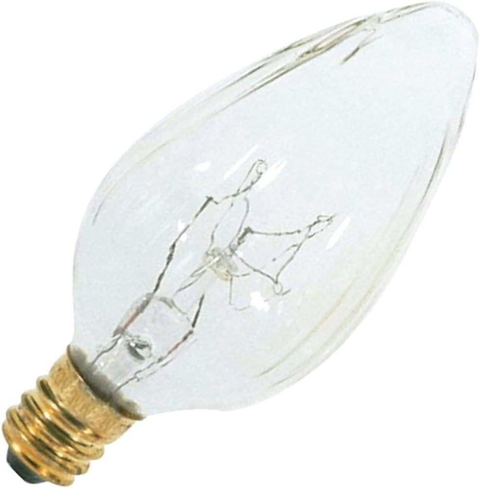 Satco S3360 120V Candelabra Base 15-Watt F10 Flame Bulb, Clear