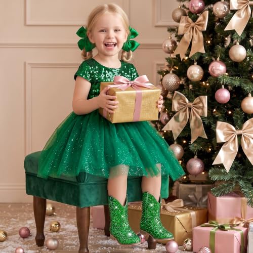 Image of Motasha Toddler Girls Cowgirl Boots Glitter Toddler Cowboy Boot Ankle Girls Boots Little Kids Horse Riding Shoes Party Birthday