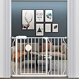 ALLAIBB Extra Wide Pressure Mount Baby Gate Auto Close White Metal Child Dog Pet Safety Gates with Walk Through for Stairs,Doorways,Kitchen and Living Room(43.31-48.03'/110-122cm)
