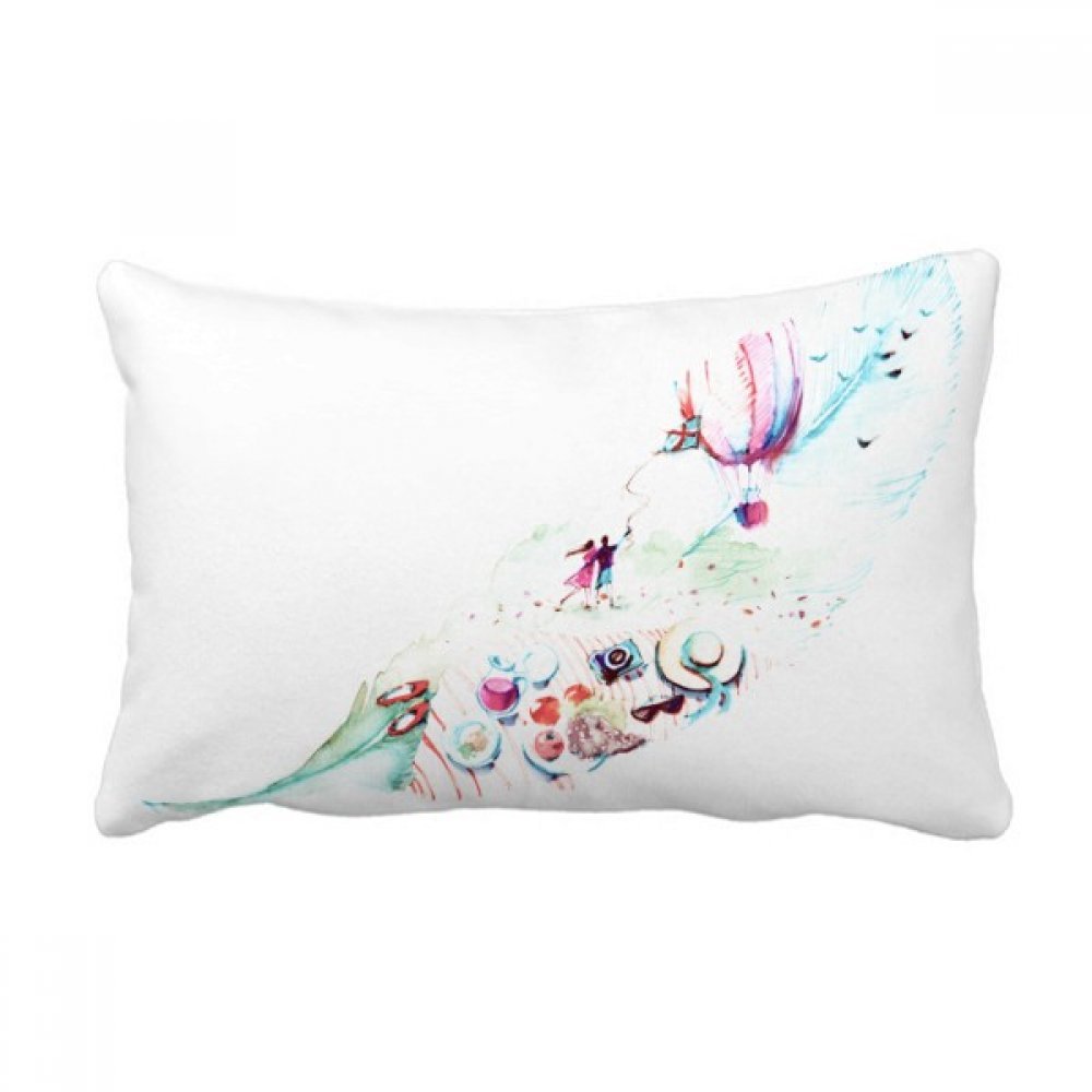 Jeter coussin oreiller lombaire aquarelle de caméra multicolor 16x24 pouces décor maison canapé