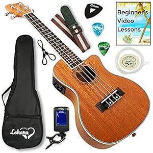 Lohanu Ukulele Cutaway Electric With 3 Band EQ With All Accessories Included