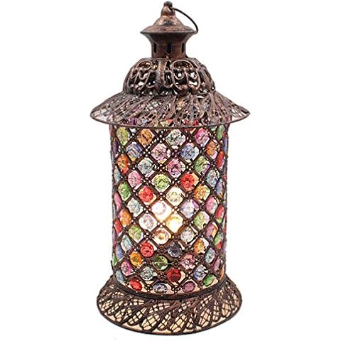 GDLight Moroccan Turkish Table Lamp Lantern Lighthouse Desk Lamp Bohemia Vintage Bedside Lights for Bedroom Living Room Study Room Cafe, E14,A Cover