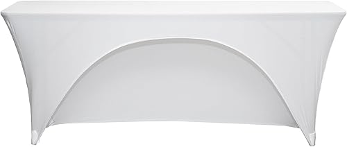 YOUR CHAIR COVERS - Mantel elástico rectangular de elastano de 6 pies x 18 pulgadas, con espalda abierta para aula, color blanco