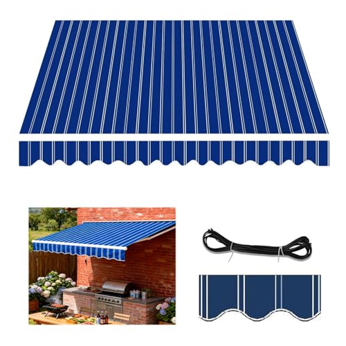 Tela de repuesto para toldo de patio para disfrutar la terraza con sombra de rayas azules