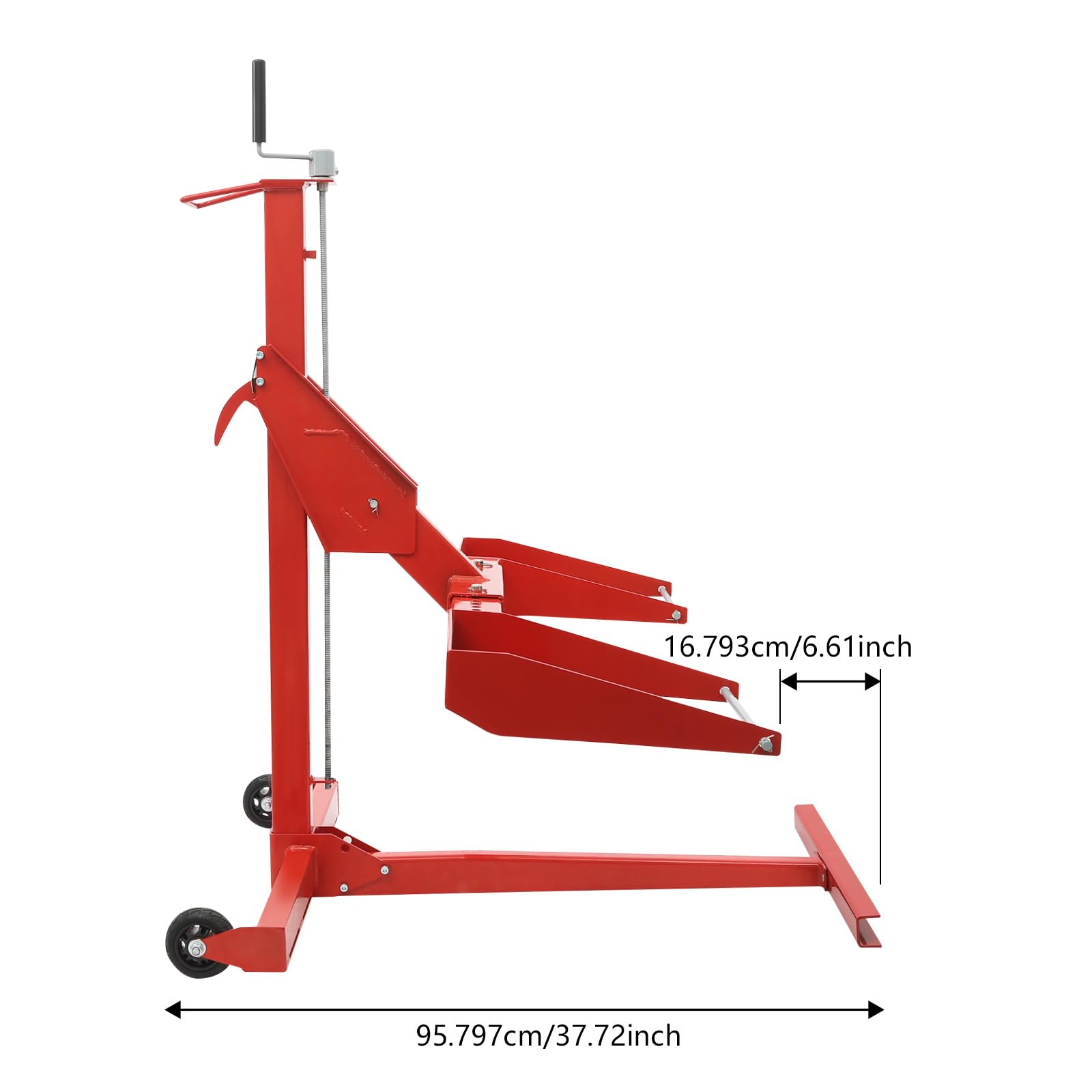 YUNLAIGOTOP 750lbs Lawn Mower Lift Jack Heavy Duty Tractor Lawn Mower Lift, Riding Lawn Mower Telescopic Maintenance Jack Lifting Platform with 2 Wheels, for Lifting/Repairing Lawnmower | US Stock