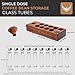 KNODOS Single Dose Coffee Bean Storage Tubes Coffee Bean Cellar 10 Pcs Dosing Glass Vials With Lids (2 Oz) Wooden Display Stand And Funnel