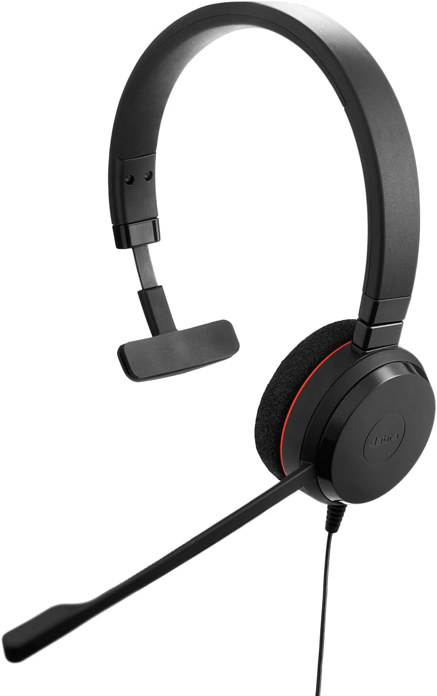 Jabra Evolve 20 Wired Headset (2025 Edition) – Single-Ear Wired Headset for Office and Work from Home – Call Control – All Platforms – USB-C/A Connectivity – Black