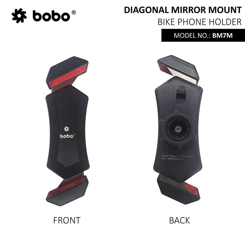Image of BOBO BM7M Diagonal Grip Waterproof Bike /Motorcycle /Scooter Mobile Phone Holder Mount, Ideal for Maps and GPS Navigation (Black)