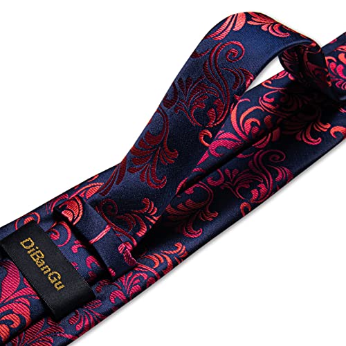 Image of DiBanGu Mens Paisley Tie Sets Silk Jacquard Woven Floral Necktie and Pocket Square Cufflinks Wedding Business Party