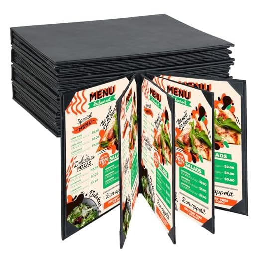 NATGAI 5 Packs Menu Covers 8.5" x 11", PU Leather Menu Cover Menu Holders, Waterproof 8 View Restaurant Menu Covers, Fit for Restaurant Bar Cafe Hotel Wine List (8 View, 8.5"×11")