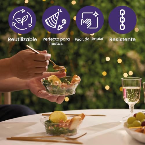 Miniatura 6 de Matana 20 Cuencos De Plástico Duro Transparente, 360ml - Postres, Aperitivos, Bocadillos, Caramelos, Dulces, Helados, Chuches - Resistente, Elegante Y Reutilizable