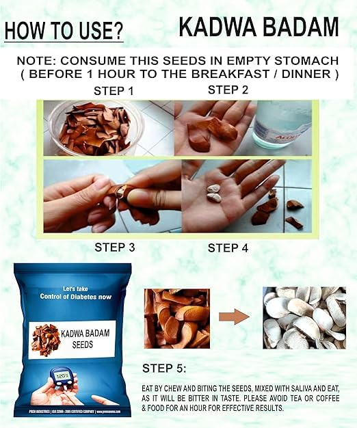 Image of SEEMA Kadwa Badam Sugar Badam | Diabetes Bitter Almonds | Thengani kai | Mahogany Seeds | Diabetes King Bitter Seeds, Machine Cleaned, hygienically processed & packed Pack of 800 Grams