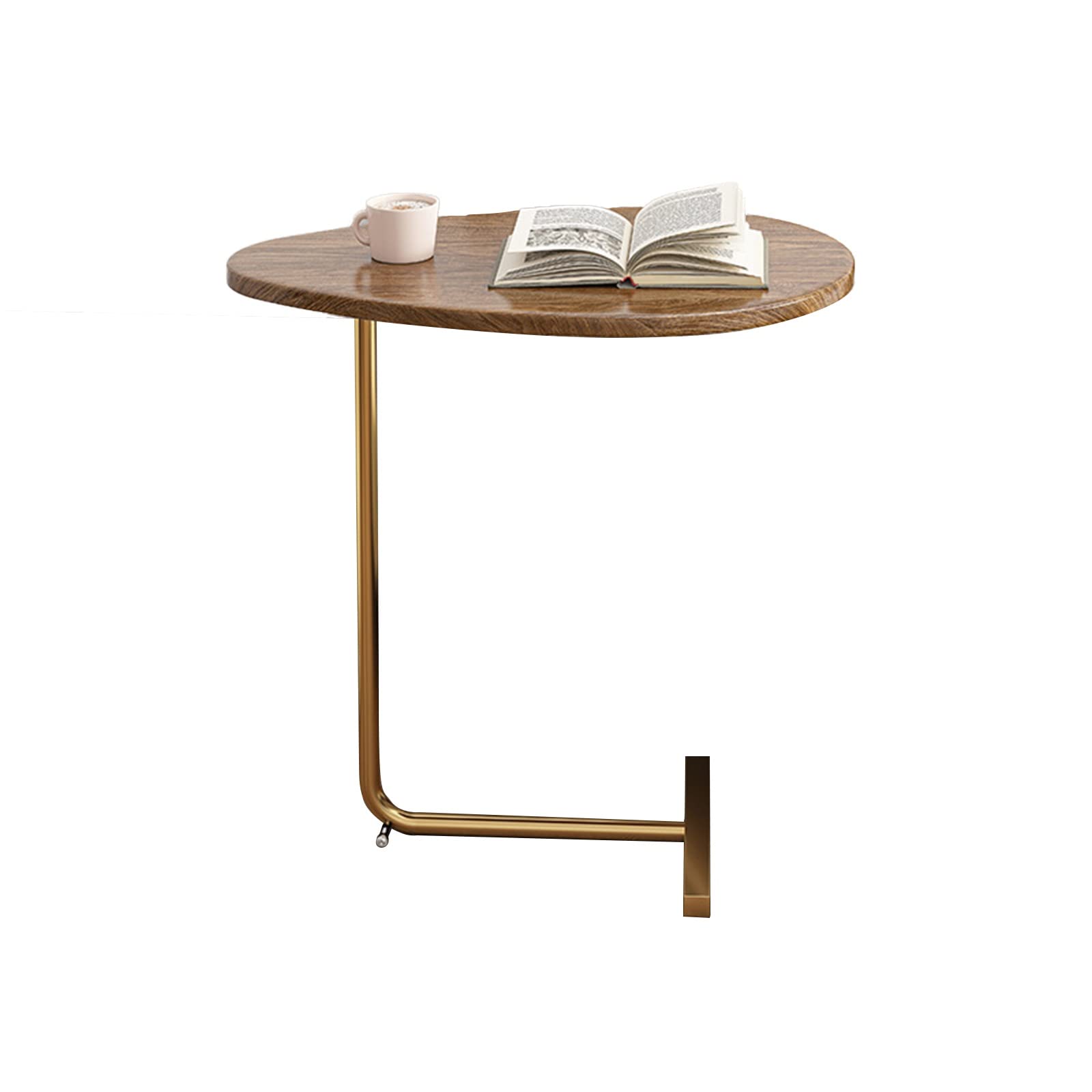 DASDA Modern Side Table, Wooden Top/Metal Frame C Shape End Table Home