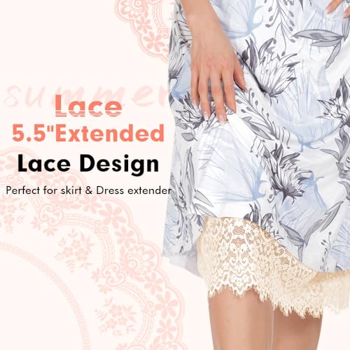 Image of MANCYFIT Half Slips for Women Underskirt Dress Extender Lace Trim Knee Length Midi Skirt