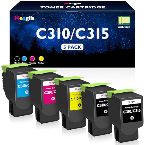 Meagiis C310 C315 High Yield Toner Cartridges Compatible for Xerox C310 C315 Toner Cartridges for Xerox C310 C310DNI C310DNIM C315 C315DNI Printer for 006R04356 006R04357 006R04358 006R04359 (5 PACK)