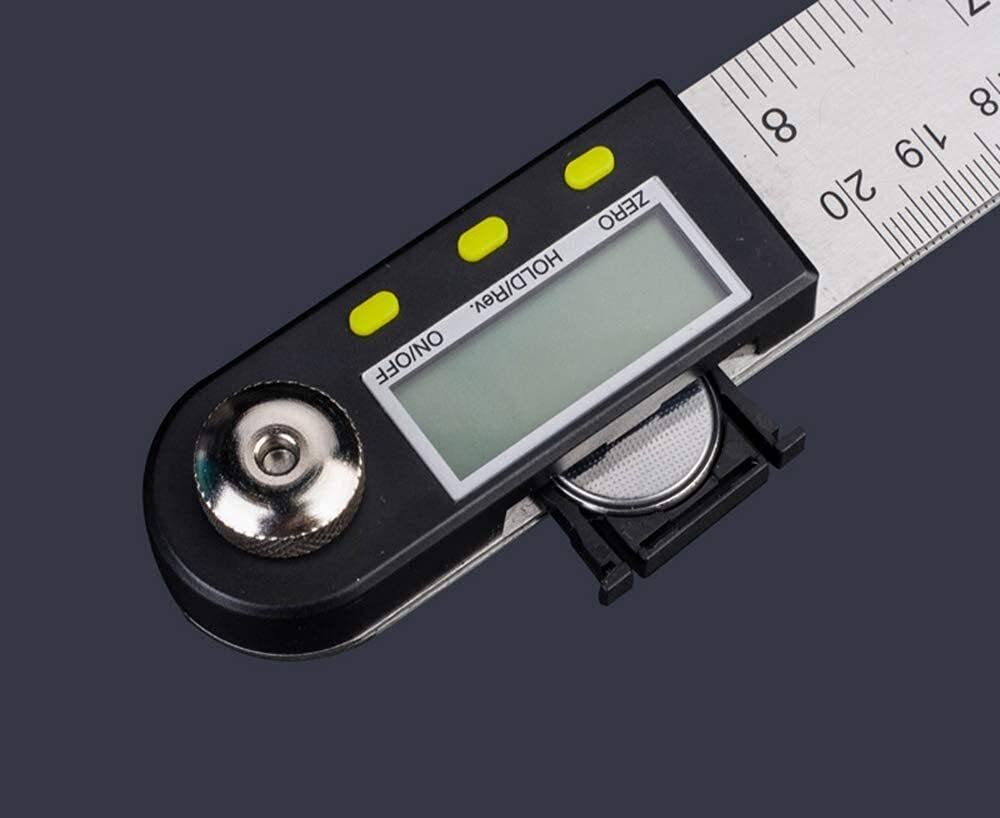WJJ Righello dell'angolo Digitale da 0-200mm con Display LCD, Finder Angolo in Acciaio Inox 0-360 Gradi, metrica e Imperiale Inclinometro Goniometro Righello